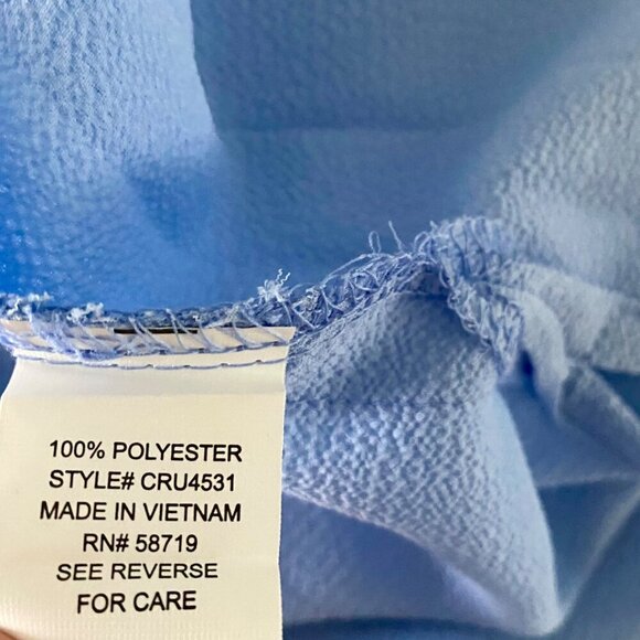 NY Collection Women's Elbow Sleeve V Neck Tie Front Blue Top Large NEW NWT - Picture 10 of 11